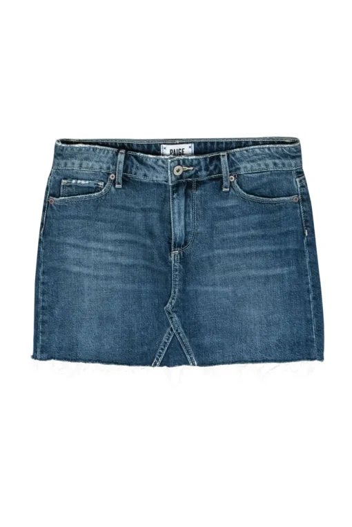 Paige - Medium Wash Mini "Alethea" Raw Hem Denim Skirt Sz 26