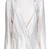 Paige - White Metallic Pinstripe Double Breasted Linen Blazer Sz L