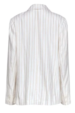 Paige - White Metallic Pinstripe Double Breasted Linen Blazer Sz L