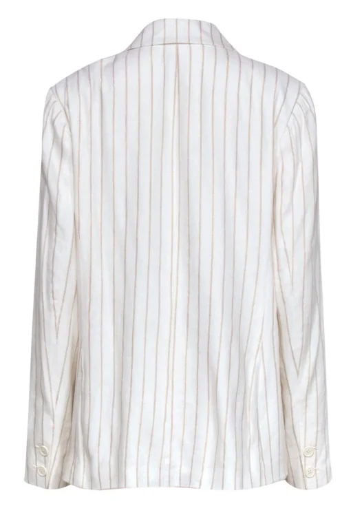 Paige - White Metallic Pinstripe Double Breasted Linen Blazer Sz L