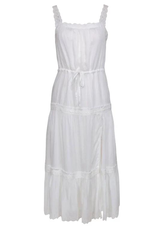 Paige - White Sleeveless Embroidered “Amity” Maxi Dress w/ Lace Trim Sz XS