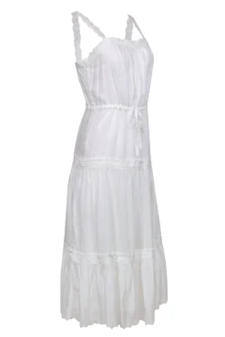 Paige - White Sleeveless Embroidered “Amity” Maxi Dress w/ Lace Trim Sz XS