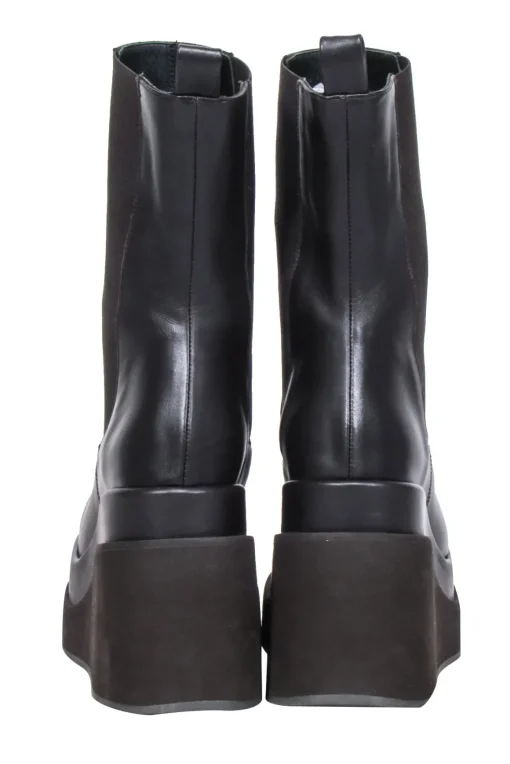 Paloma Barcelo - Espresso Brown Leather Platform Boots Sz 8.5