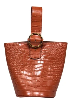 Parisa Wang - Warm Brown Embossed Bucket Bag