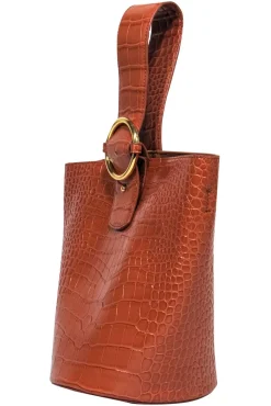 Parisa Wang - Warm Brown Embossed Bucket Bag
