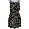 Parker - Black & Tan Printed Ruffle Dress Sz L