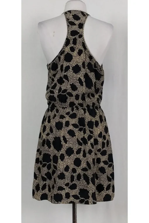 Parker - Black & Tan Printed Ruffle Dress Sz L