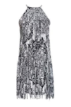 Parker - Black & White Fringe Dress Sz XS