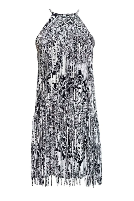 Parker - Black & White Fringe Dress Sz XS