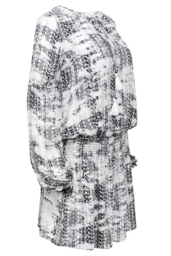 Parker - Black & White Geometric Print Shift Dress Sz M