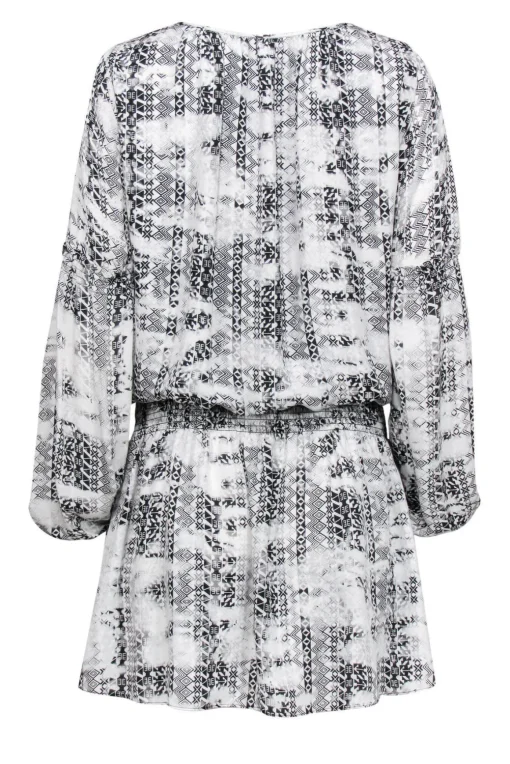 Parker - Black & White Geometric Print Shift Dress Sz M