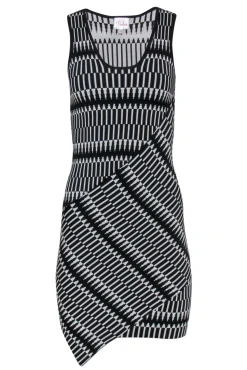 Parker - Black & White Patterned Knit Tank Bodycon Dress Sz S