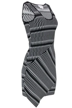 Parker - Black & White Patterned Knit Tank Bodycon Dress Sz S