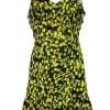 Parker - Black & Yellow Lemon Print Ruched Sheath Dress Sz M