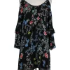 Parker - Black Cold Shoulder Floral Dress Sz XS