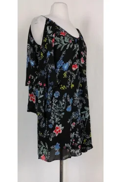 Parker - Black Cold Shoulder Floral Dress Sz XS