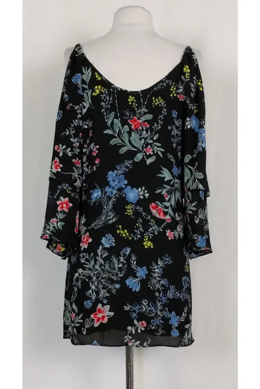 Parker - Black Cold Shoulder Floral Dress Sz XS