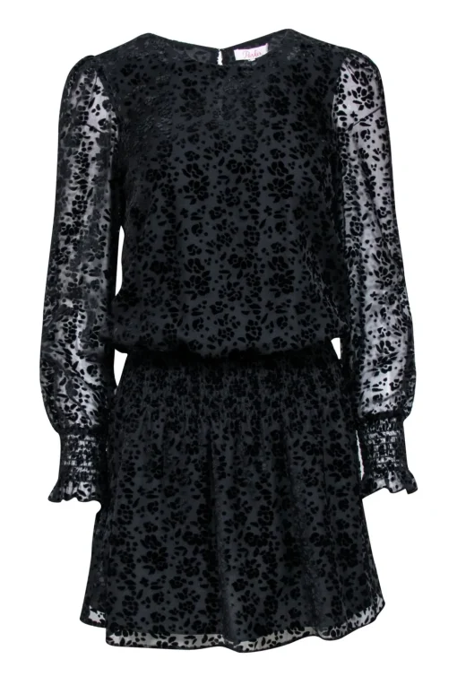 Parker - Black Floral "Carmindy Burnout Velvet" Dress Sz XS