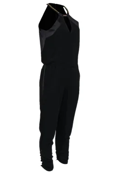 Parker - Black Mock-Halter Neck Jumpsuit w/ Gold-Toned Chain Sz XS