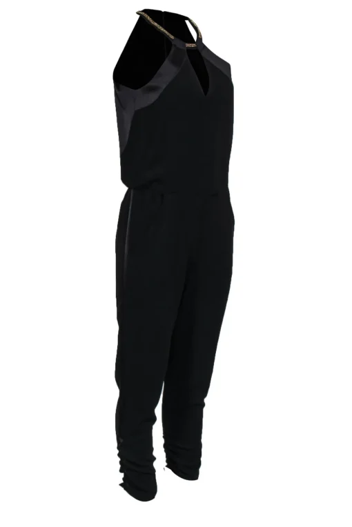 Parker - Black Mock-Halter Neck Jumpsuit w/ Gold-Toned Chain Sz XS