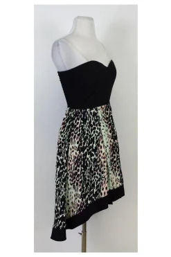 Parker - Black Multicolor Leopard Print Strapless Dress Sz S