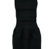 Parker - Black Sleeveless Ribbed Flared Dress Sz L