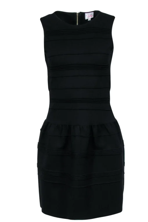 Parker - Black Sleeveless Ribbed Flared Dress Sz L