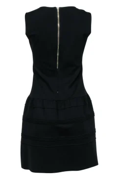 Parker - Black Sleeveless Ribbed Flared Dress Sz L
