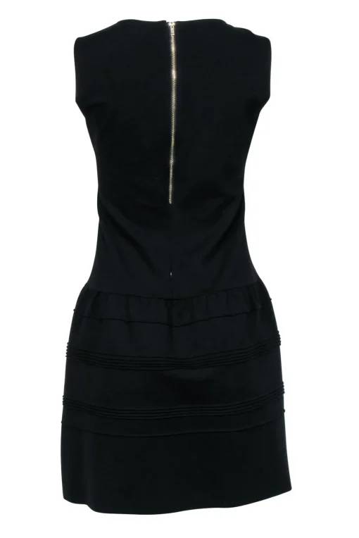 Parker - Black Sleeveless Ribbed Flared Dress Sz L