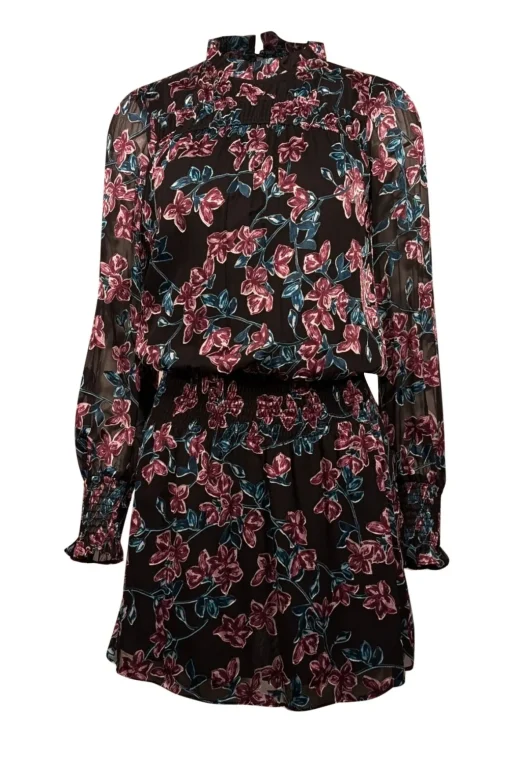Parker - Black, Teal, & Purple Floral Burnout Velvet Mini Dress Sz XXS