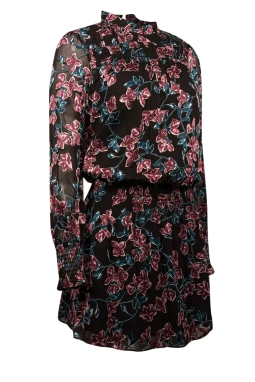 Parker - Black, Teal, & Purple Floral Burnout Velvet Mini Dress Sz XXS