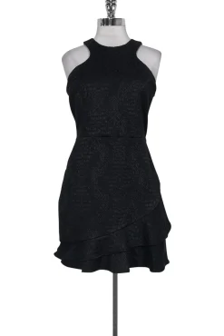 Parker - Black Textured Dress w/ Ruffle Sz L
