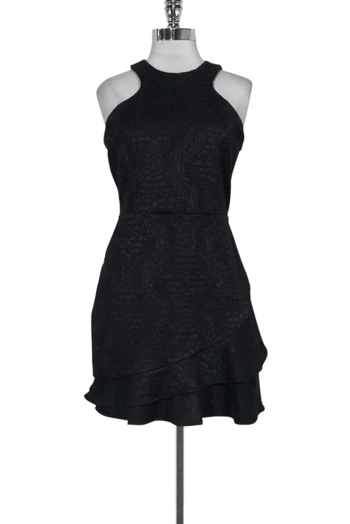 Parker - Black Textured Dress w/ Ruffle Sz L