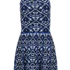 Parker - Blue & White Abstract Geometric Pattern Mini Dress Sz S