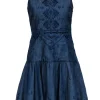 Parker - Blue Chambray Embroidered Trim Sleeveless Dress Sz XS