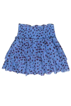 Parker - Blue Floral Print Tiered Mini Skirt Sz S