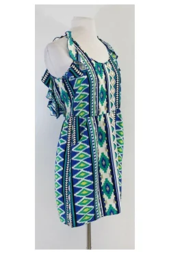Parker - Blue Tone Silk Geo Print Dress Sz XS