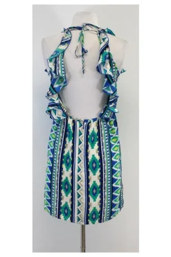 Parker - Blue Tone Silk Geo Print Dress Sz XS