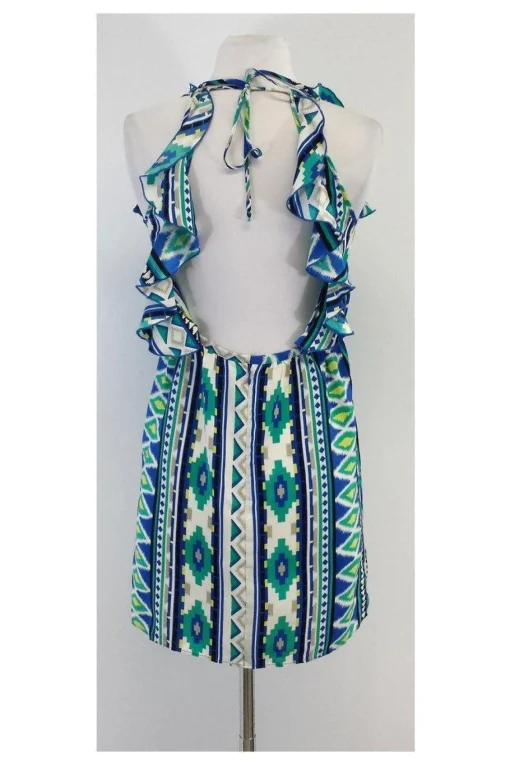 Parker - Blue Tone Silk Geo Print Dress Sz XS