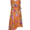 Parker - Orange w/ Pink & Green Floral Print Asymmetrical Dress Sz 4