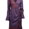 Parker - Plum Purple & Multi Color Floral Print Long Sleeve Dress Sz 2