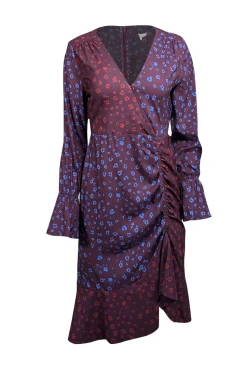 Parker - Plum Purple & Multi Color Floral Print Long Sleeve Dress Sz 2