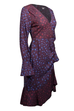 Parker - Plum Purple & Multi Color Floral Print Long Sleeve Dress Sz 2