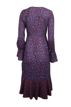 Parker - Plum Purple & Multi Color Floral Print Long Sleeve Dress Sz 2