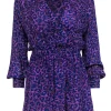Parker - Purple Leopard Long Sleeve Mini Dress Sz S