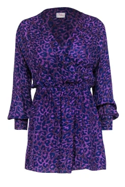 Parker - Purple Leopard Long Sleeve Mini Dress Sz S