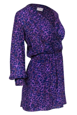 Parker - Purple Leopard Long Sleeve Mini Dress Sz S