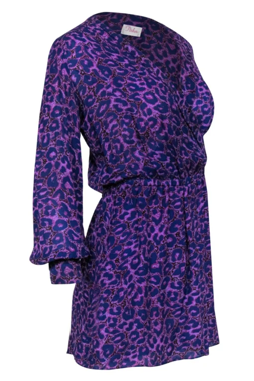 Parker - Purple Leopard Long Sleeve Mini Dress Sz S