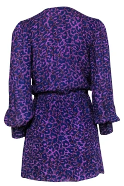 Parker - Purple Leopard Long Sleeve Mini Dress Sz S