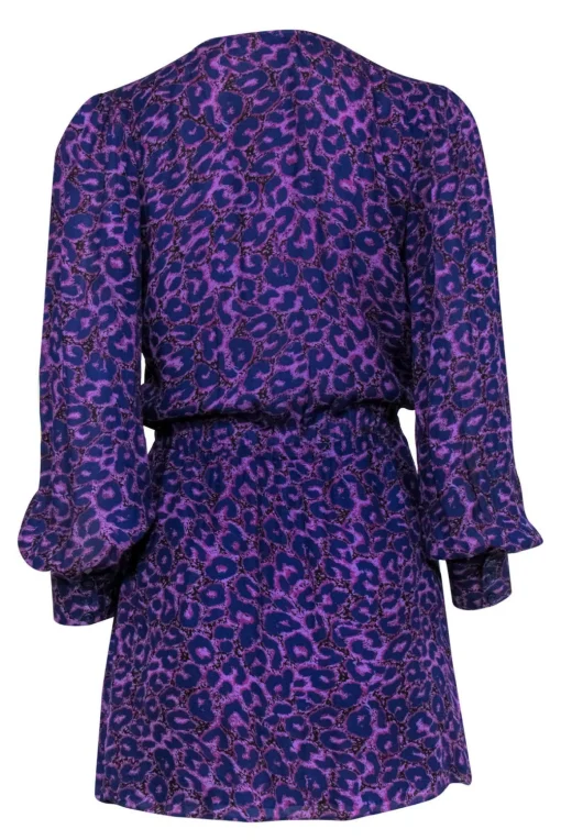 Parker - Purple Leopard Long Sleeve Mini Dress Sz S